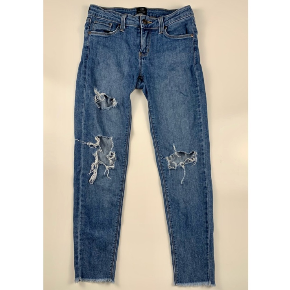 Just Black Distressed Denim Jeans Raw Hem sz26